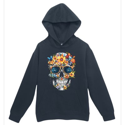 Floral Mexican Skull Day Of The Dead Dia De Muertos Urban Pullover Hoodie