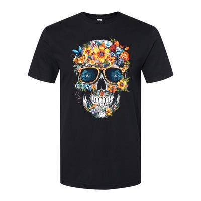 Floral Mexican Skull Day Of The Dead Dia De Muertos Softstyle CVC T-Shirt