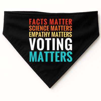Facts Matter Science Matters Voting Matters Liberal Democrat USA-Made Doggie Bandana