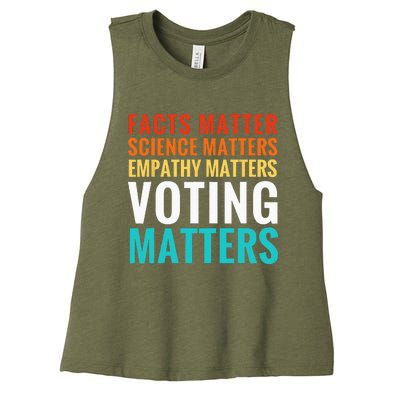 Facts Matter Science Matters Voting Matters Liberal Democrat Women's Racerback Cropped Tank