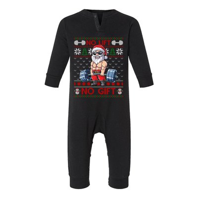 Funny Muscle Santa Lifting Christmas Ugly Christmas Sweater Funny Gift Infant Fleece One Piece