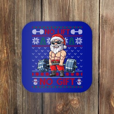 Funny Muscle Santa Lifting Christmas Ugly Christmas Sweater Funny Gift Coaster