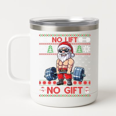 Funny Muscle Santa Lifting Christmas Ugly Christmas Sweater Funny Gift 12 oz Stainless Steel Tumbler Cup