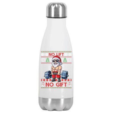 Funny Muscle Santa Lifting Christmas Ugly Christmas Sweater Funny Gift Stainless Steel Insulated Water Bottle