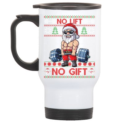 Funny Muscle Santa Lifting Christmas Ugly Christmas Sweater Funny Gift Stainless Steel Travel Mug