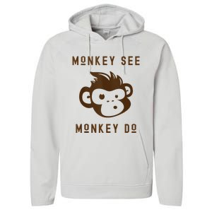 Funny Monkey See Monkey Do Cute Adorable Primate Chimp Performance Fleece Hoodie