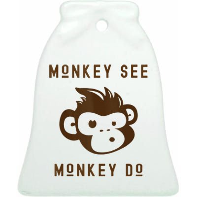 Funny Monkey See Monkey Do Cute Adorable Primate Chimp Ceramic Bell Ornament