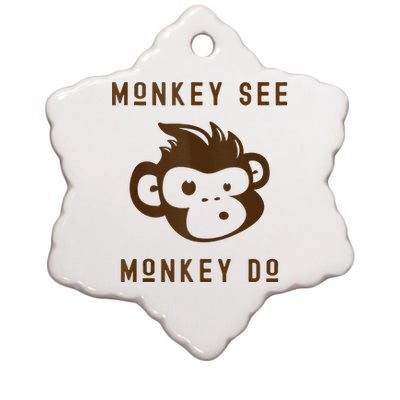 Funny Monkey See Monkey Do Cute Adorable Primate Chimp Ceramic Star Ornament