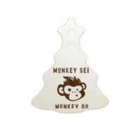 Funny Monkey See Monkey Do Cute Adorable Primate Chimp Ceramic Tree Ornament