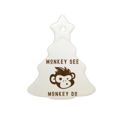 Funny Monkey See Monkey Do Cute Adorable Primate Chimp Ceramic Tree Ornament