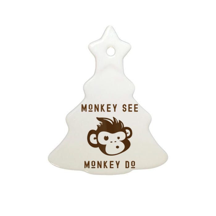 Funny Monkey See Monkey Do Cute Adorable Primate Chimp Ceramic Tree Ornament