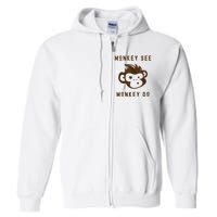 Funny Monkey See Monkey Do Cute Adorable Primate Chimp Full Zip Hoodie