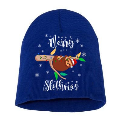 Funny Merry Slothmas Christmas Pajama For Sloth Meaningful Gift Short Acrylic Beanie