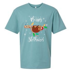 Funny Merry Slothmas Christmas Pajama For Sloth Meaningful Gift Sueded Cloud Jersey T-Shirt