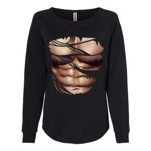 Fake Muscles Six Pack Abs Ripped Chest Fake Bodybuilding Womens California Wash Sweatshirt