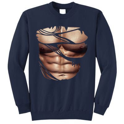 Fake Muscles Six Pack Abs Ripped Chest Fake Bodybuilding Tall Sweatshirt