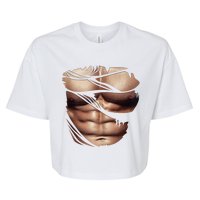 Fake Muscles Six Pack Abs Ripped Chest Fake Bodybuilding Bella+Canvas Jersey Crop Tee