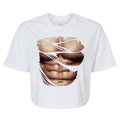 Fake Muscles Six Pack Abs Ripped Chest Fake Bodybuilding Bella+Canvas Jersey Crop Tee