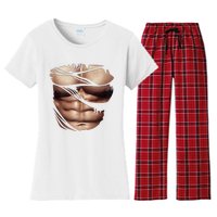 Fake Muscles Six Pack Abs Ripped Chest Fake Bodybuilding Women's Flannel Pajama Set