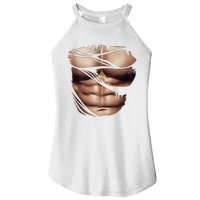 Fake Muscles Six Pack Abs Ripped Chest Fake Bodybuilding Women's Perfect Tri Rocker Tank