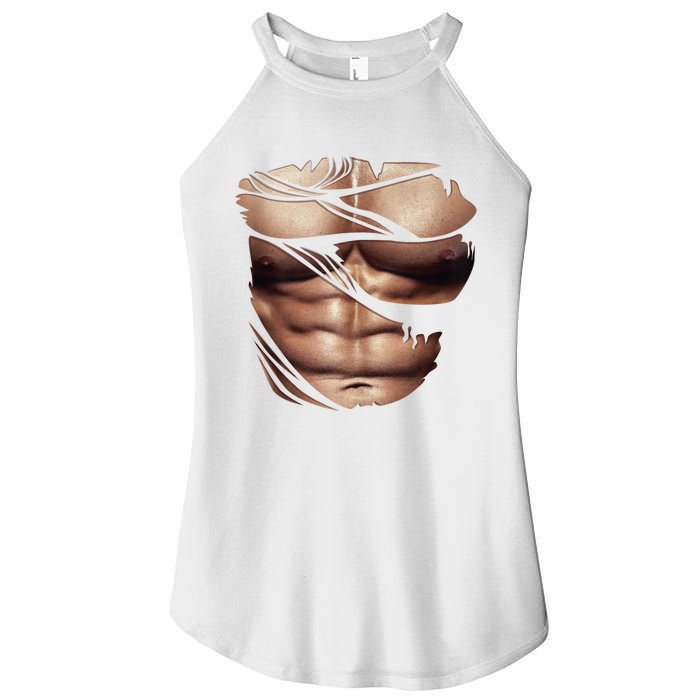 Fake Muscles Six Pack Abs Ripped Chest Fake Bodybuilding Women's Perfect Tri Rocker Tank