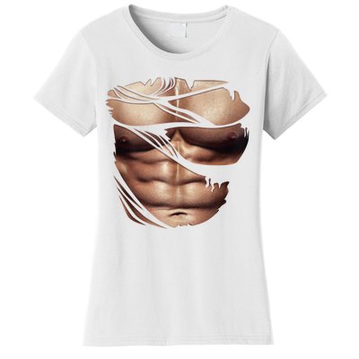 Fake Muscles Six Pack Abs Ripped Chest Fake Bodybuilding Women's T-Shirt