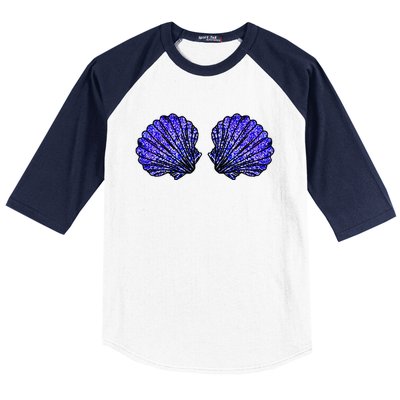 Funny Mermaid Seashell Bra Costume For Women Halloween Baseball Sleeve Shirt