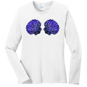 Funny Mermaid Seashell Bra Costume For Women Halloween Ladies Long Sleeve Shirt