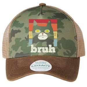 Funny Meme Saying Bruh With Cat Greetings Teens Legacy Tie Dye Trucker Hat