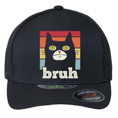 Funny Meme Saying Bruh With Cat Greetings Teens Flexfit Unipanel Trucker Cap