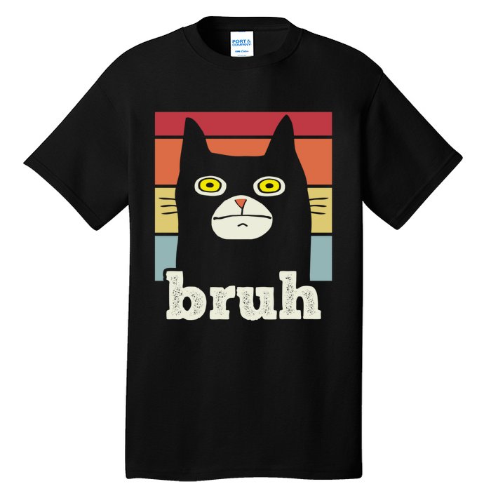 Funny Meme Saying Bruh With Cat Greetings Teens Tall T-Shirt