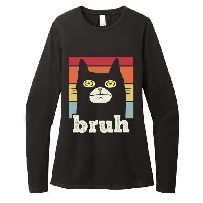 Funny Meme Saying Bruh With Cat Greetings Teens Womens CVC Long Sleeve Shirt