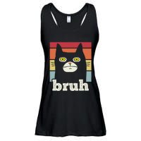 Funny Meme Saying Bruh With Cat Greetings Teens Ladies Essential Flowy Tank