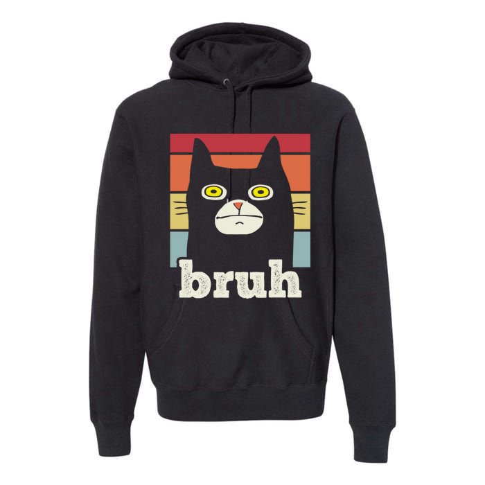 Funny Meme Saying Bruh With Cat Greetings Teens Premium Hoodie