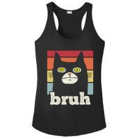 Funny Meme Saying Bruh With Cat Greetings Teens Ladies PosiCharge Competitor Racerback Tank