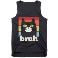 Funny Meme Saying Bruh With Cat Greetings Teens Tank Top