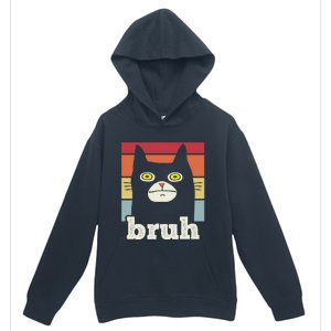 Funny Meme Saying Bruh With Cat Greetings Teens Urban Pullover Hoodie