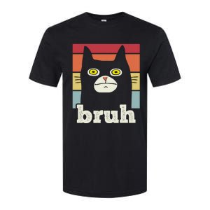 Funny Meme Saying Bruh With Cat Greetings Teens Softstyle CVC T-Shirt