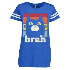 Funny Meme Saying Bruh With Cat Greetings Teens Enza Ladies Jersey Football T-Shirt