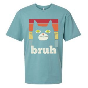 Funny Meme Saying Bruh With Cat Greetings Teens Sueded Cloud Jersey T-Shirt