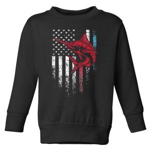 Fishing Marlin Swordfish Fish 4th of July American Flag USA Toddler Sweatshirt