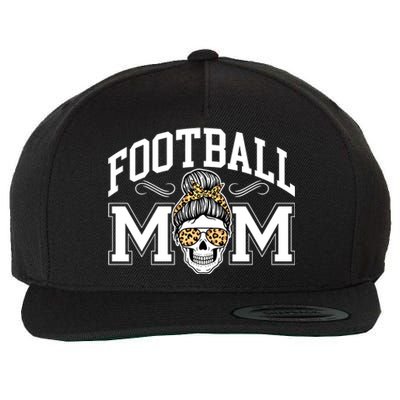 Football Mom Skull Buns American Football Season Funny Gift Wool Snapback Cap