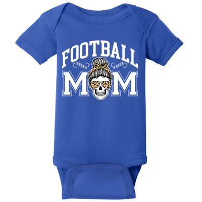 Football Mom Skull Buns American Football Season Funny Gift Baby Bodysuit