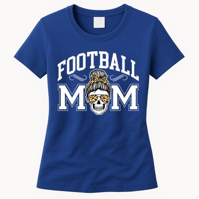 Football Mom Skull Buns American Football Season Funny Gift Womens T-Shirt