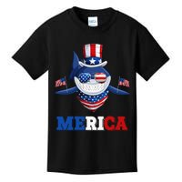 Funny Merica Shark American Flag Indepedence Day July 4th Kids T-Shirt