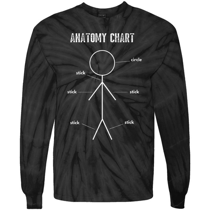 Funny Medical Student Gift Sarcastic Anatomy Of Stickman Tie-Dye Long Sleeve Shirt