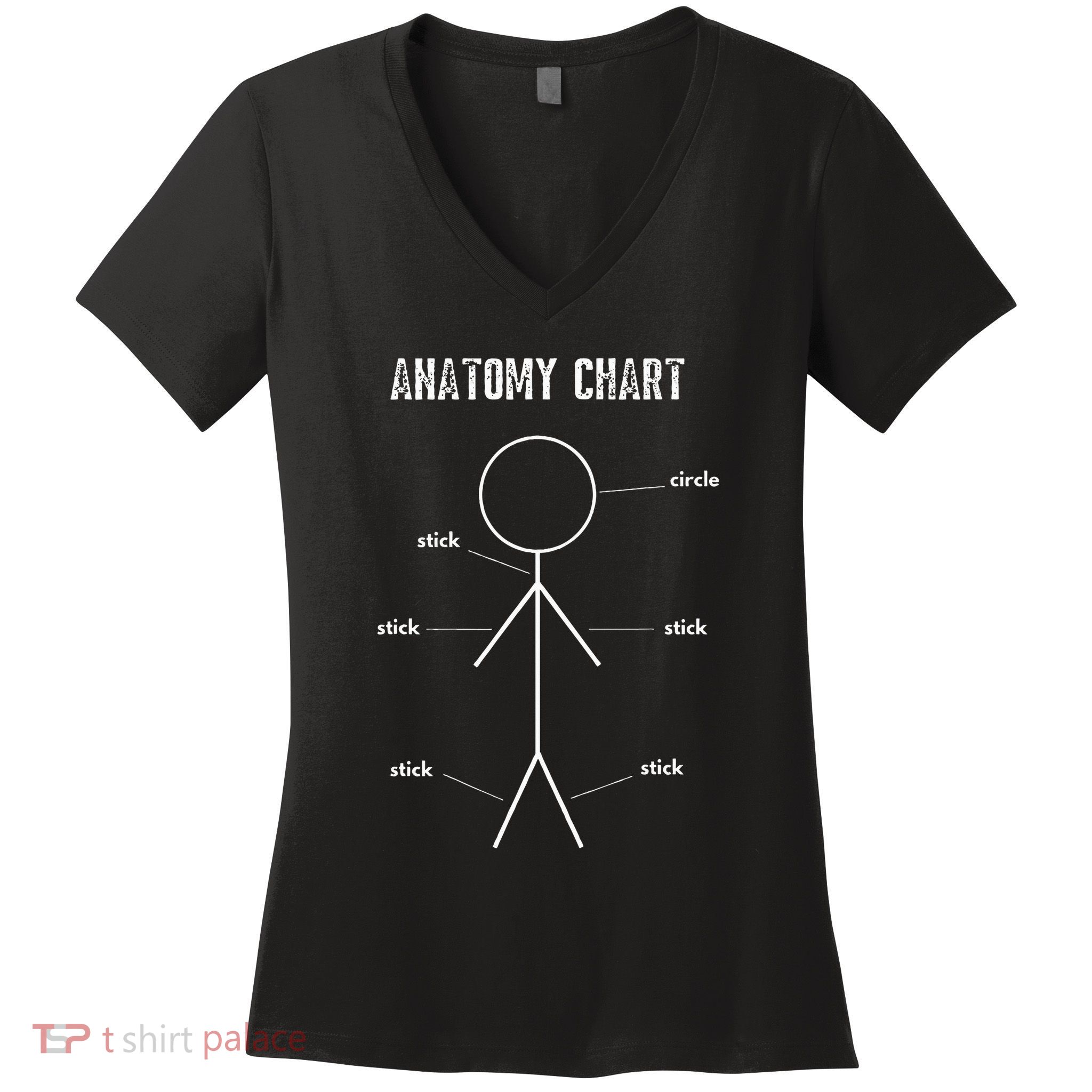 Funny Medical Student Gift Sarcastic Anatomy Of Stickman Women's V-Neck T-Shirt
