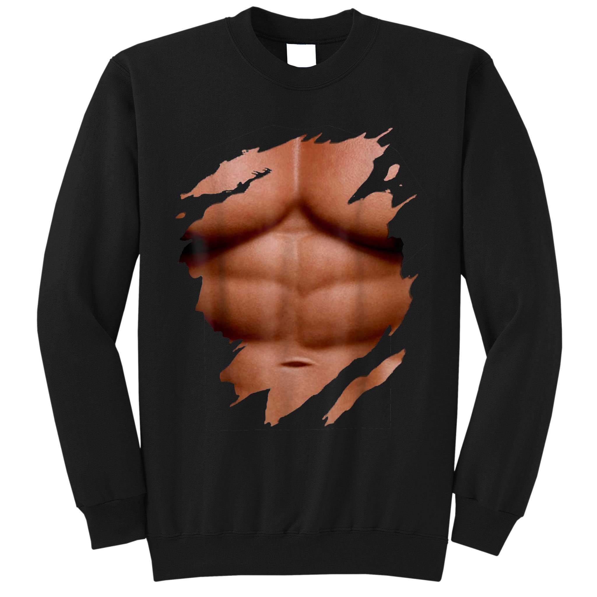 Fake Muscles Six Pack Abs Ripped Chest Fake Bodybuilding Tall Sweatshirt