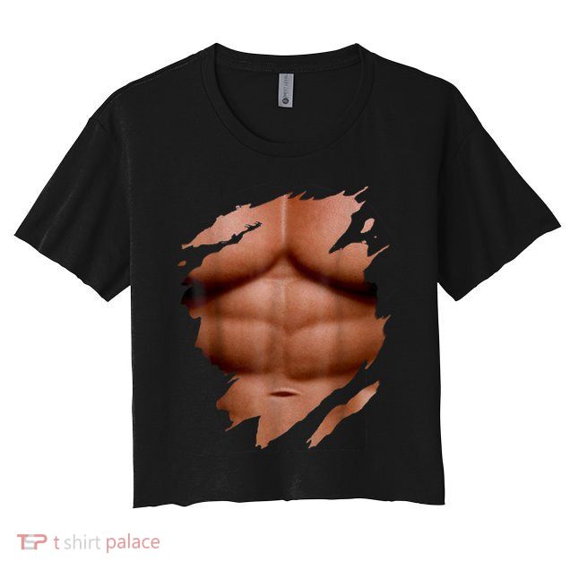 Fake Muscles Six Pack Abs Ripped Chest Fake Bodybuilding Crop Top