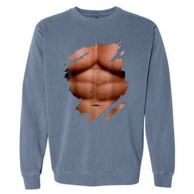 Fake Muscles Six Pack Abs Ripped Chest Fake Bodybuilding Garment-Dyed Sweatshirt